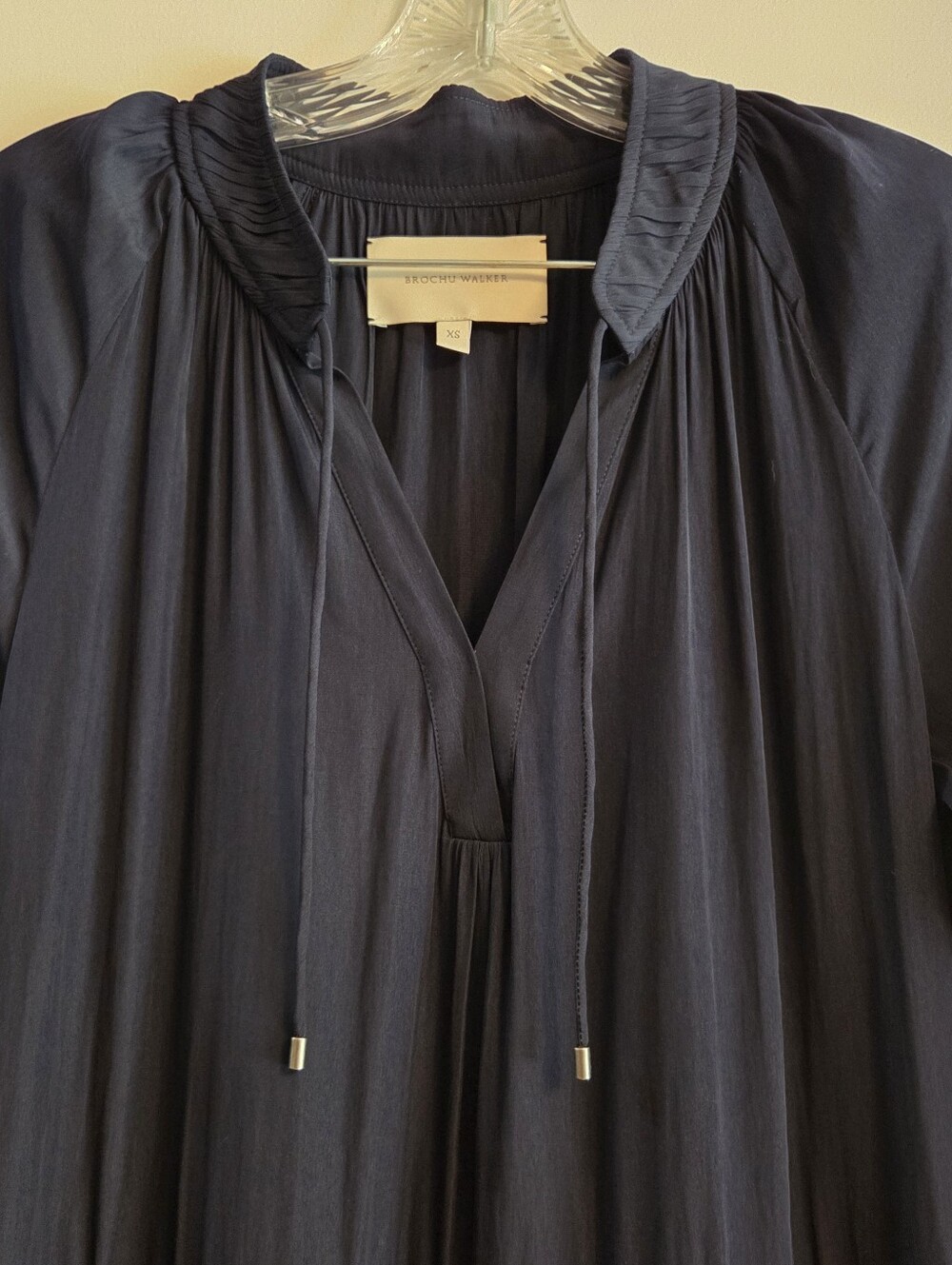 BROCHU WALKER Alana Navy Tiered Midi Dress Extra Small - Picture 3 of 9